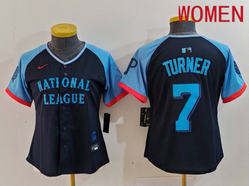 Women Philadelphia Phillies #7 Turner Blue All star 2024 Nike MLB Jersey style 1